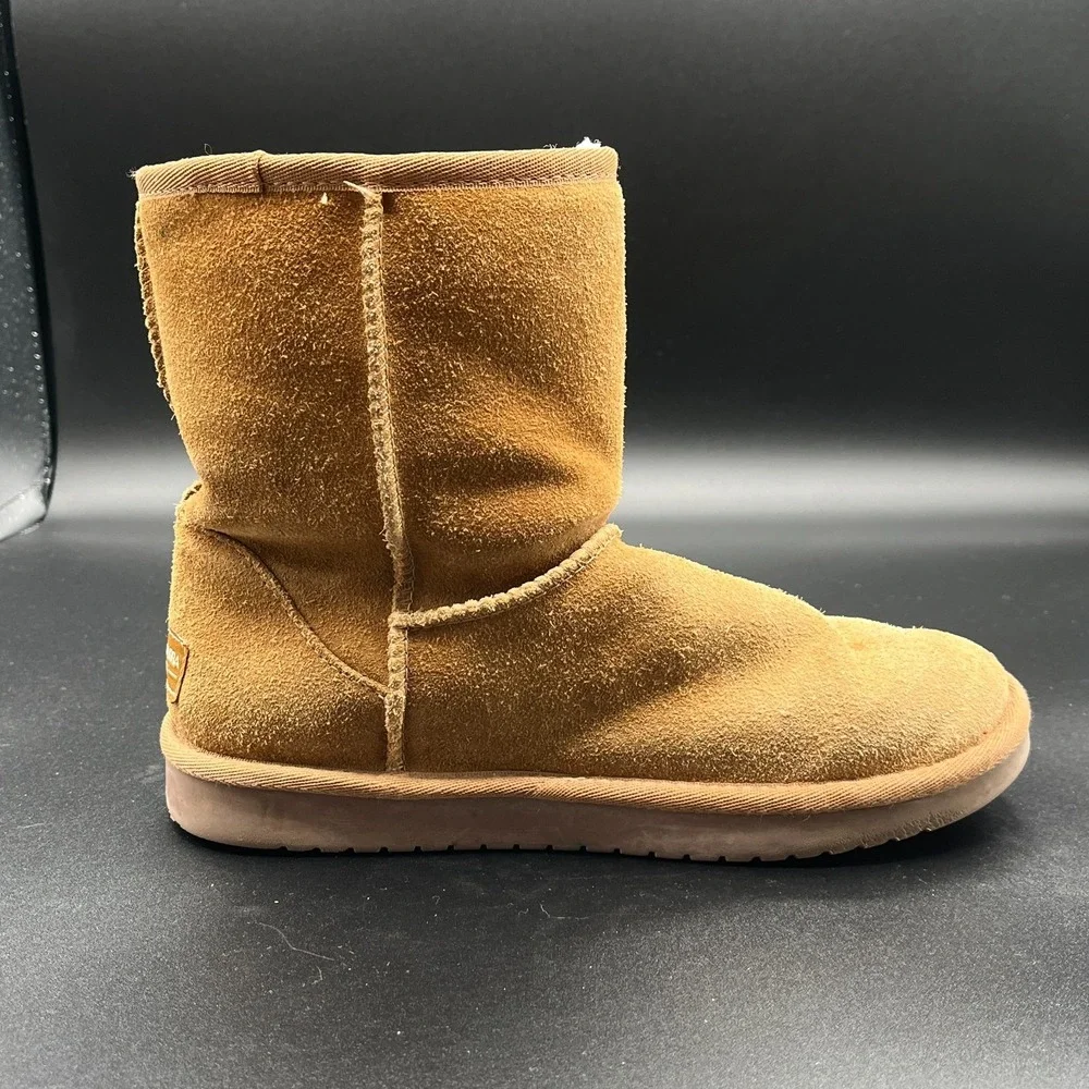 Koolaburra by UGG Victoria Short Boots Kids 3 Brown Suede Faux Fur Lined 1019374